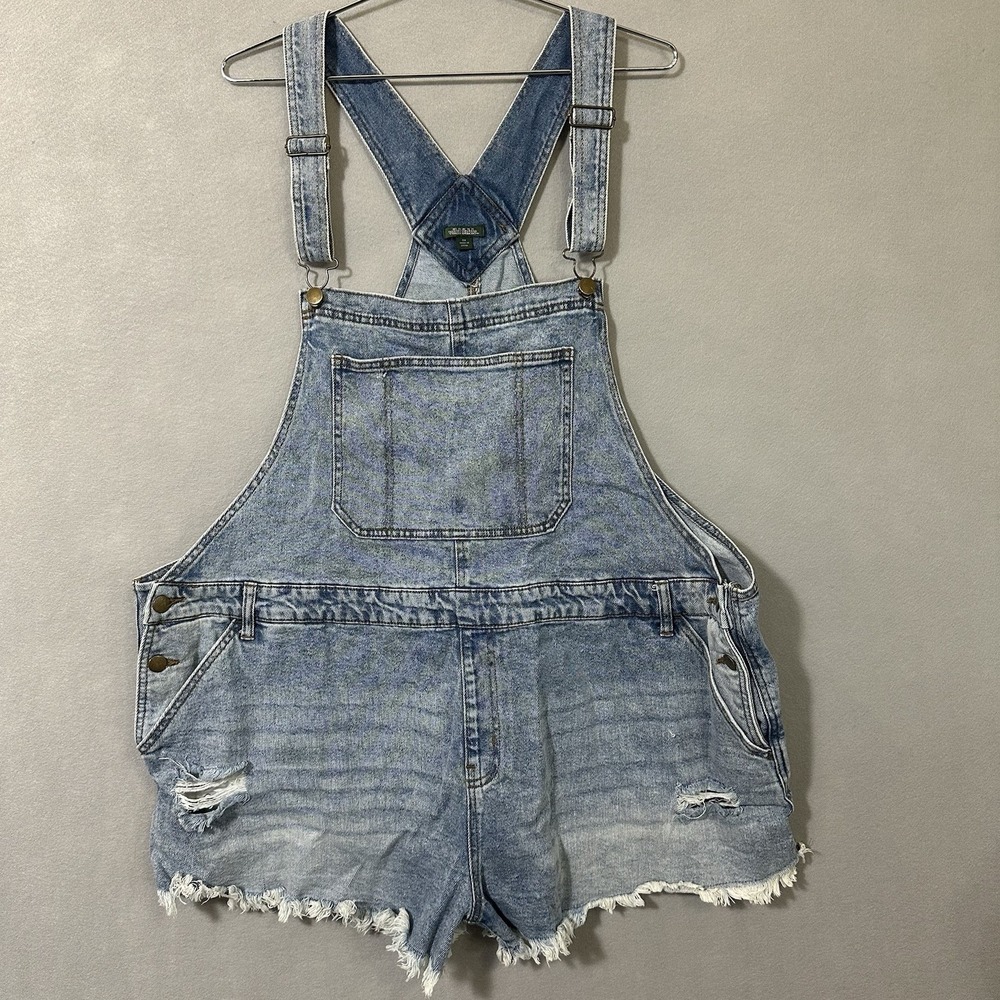 Wild Fable Blue Denim Bib Overalls Shortalls Cotton Stretch Women's Plus Size 3X